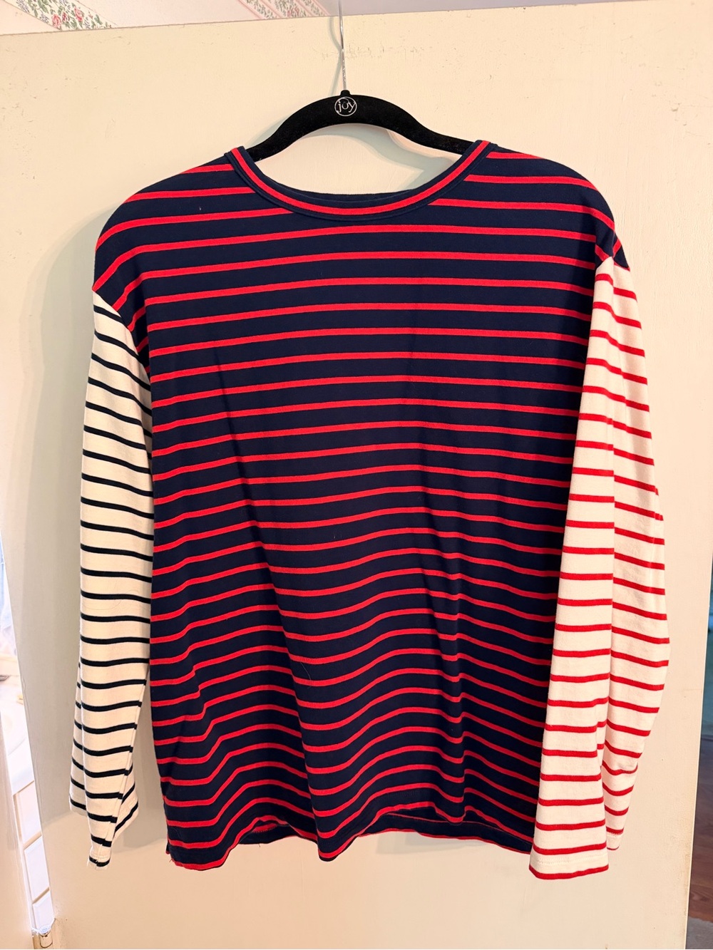 English Factory Navy and Red Striped Long Sleeve Top